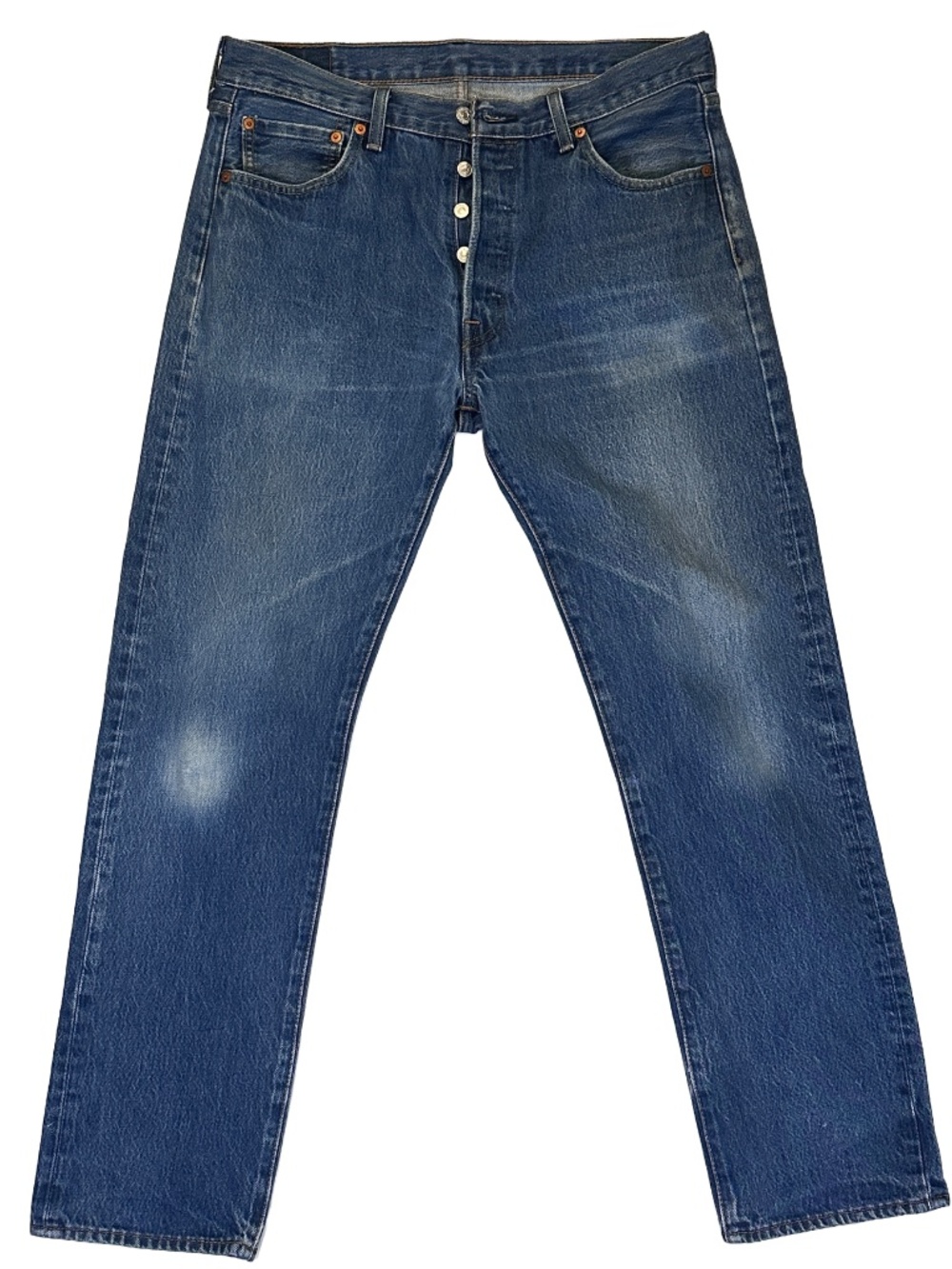 Levi's 501 Original Fit Jeans Mens 35x34 Button Fly Medium Wash Faded Denim